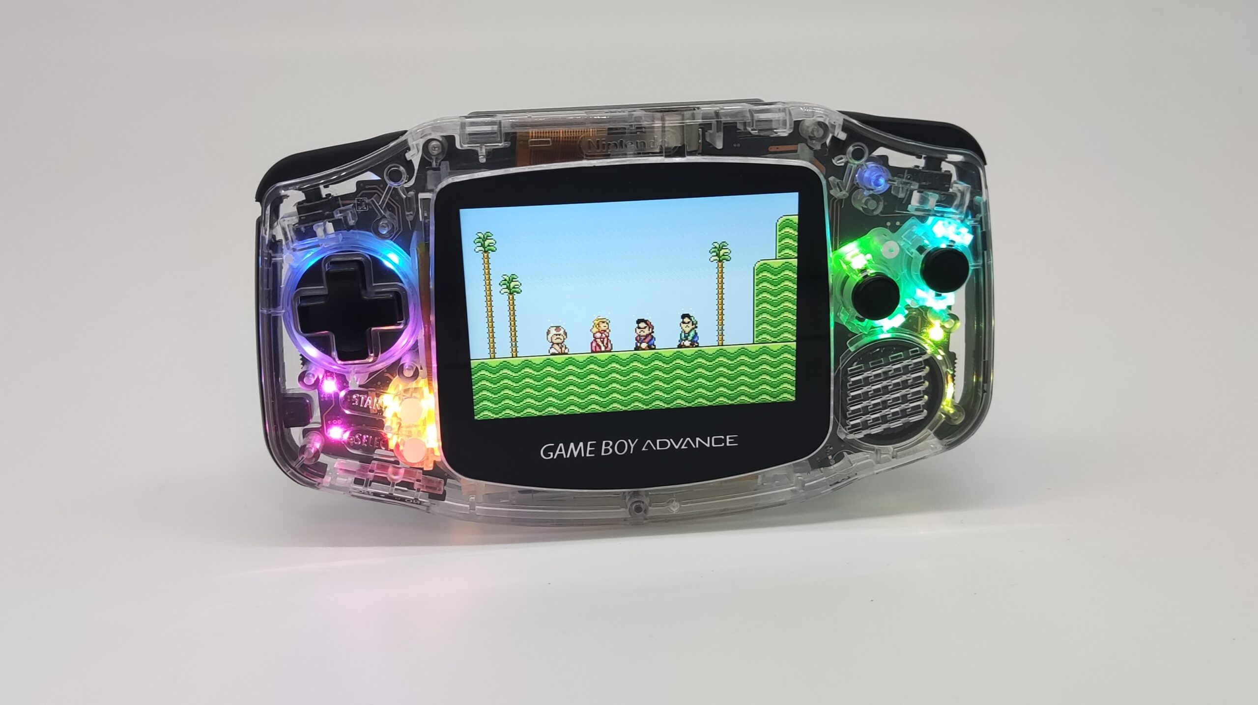 Game Boy Advance GBA Ultimate Clear Edition – V3 laminated – RGB – Black -Gold
