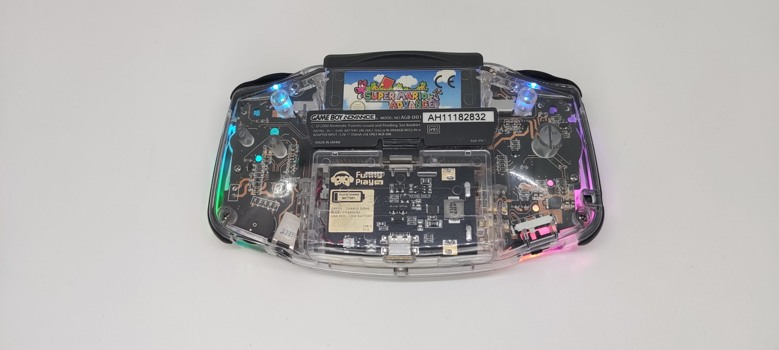 Game Boy Advance GBA Ultimate Clear Edition – V3 laminated – RGB – Black -Gold - Image 4