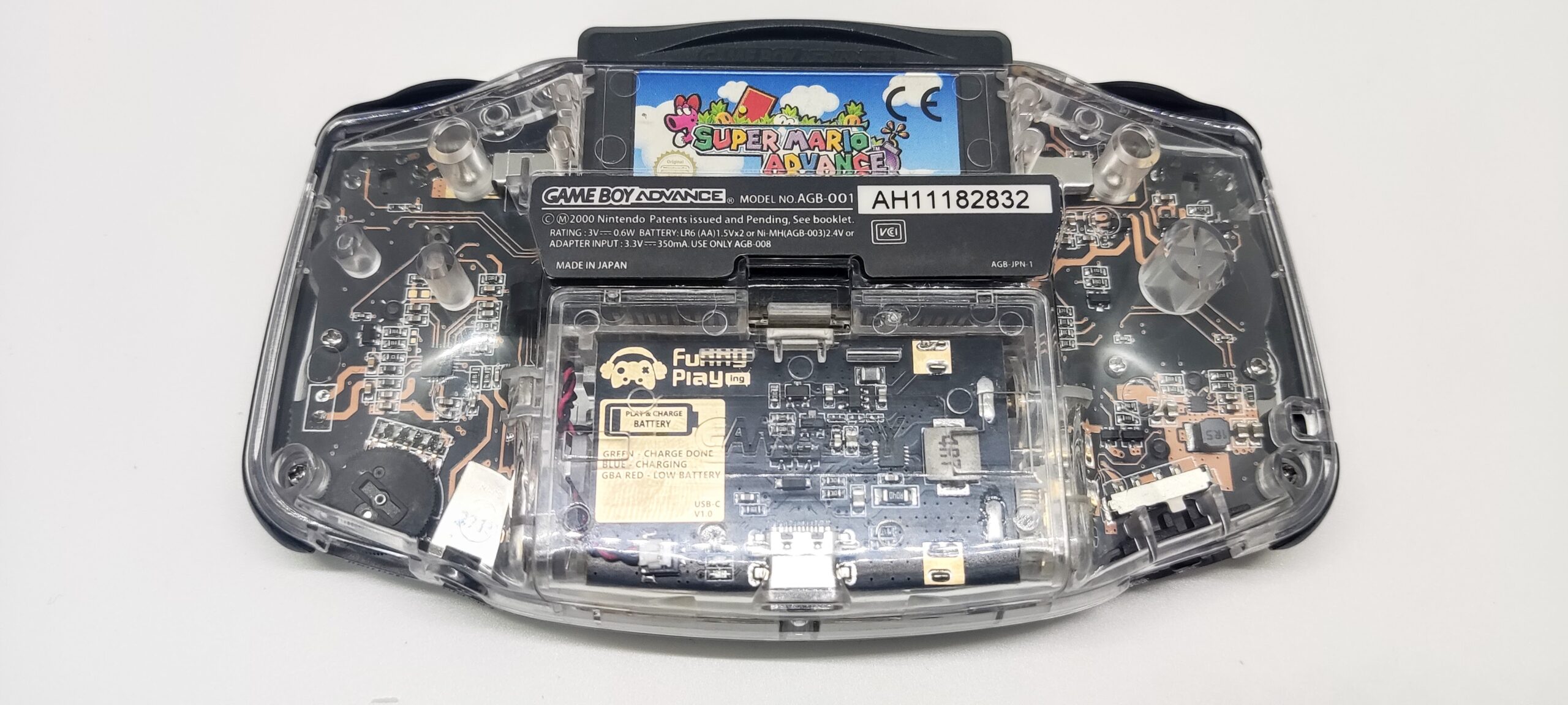 Game Boy Advance GBA Ultimate Clear Edition – V3 laminated – RGB – Black -Gold - Image 2